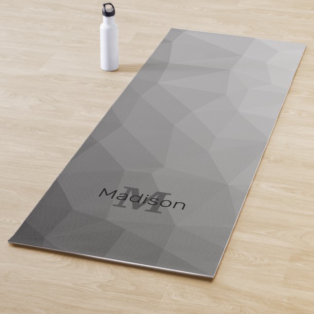 Grey Gradient Geometric Mesh Pattern Monogram Yoga Mat (In Situ)