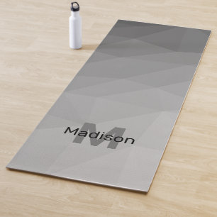 Grey Gradient Geometric Mesh Pattern Monogram Yoga Mat