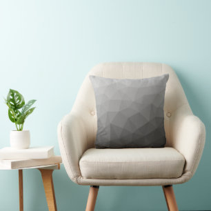 Grey Gradient Geometric Mesh Pattern Throw Pillow