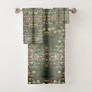 Grey Gradient Italian Renaissance Garden Floral Bath Towel Set
