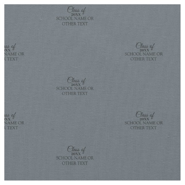 Grey Graduation Class of Custom Year and Text Fabric (Close Up)