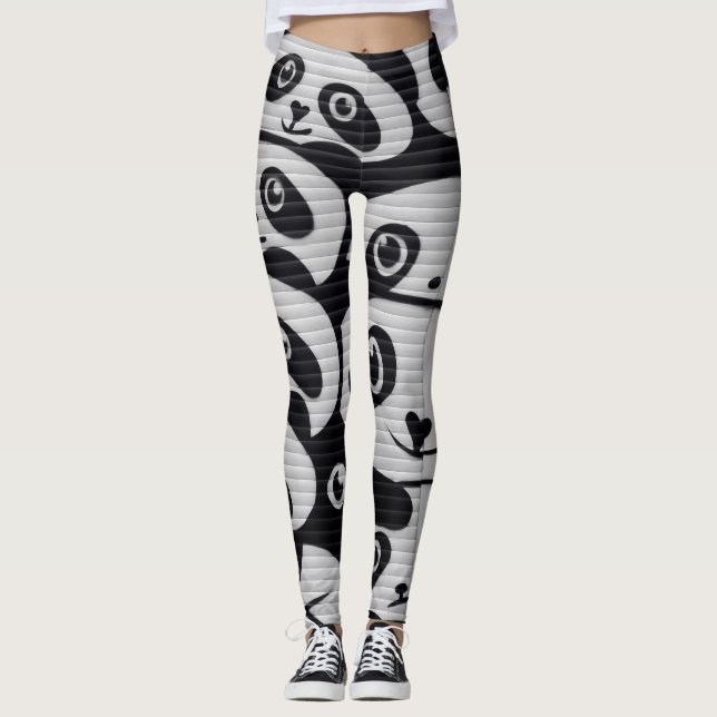 Grey Graffiti Panda legging (Front)