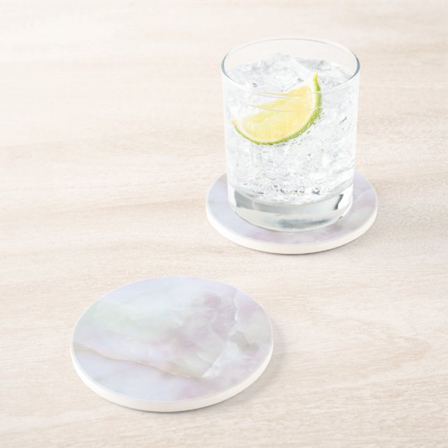 Grey Granite Brown Quartz Stone Natural Drink Coaster (Side)