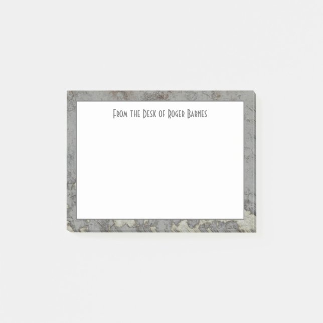 Grey Granite Marble Masculine Personalized Post-it Notes (Front)