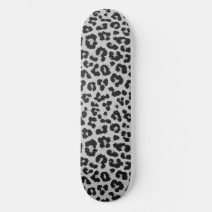 Grey Gray Ash Leopard Cheetah Animal Print Pattern Skateboard