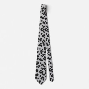 Grey Gray Ash Leopard Cheetah Animal Print Pattern Tie