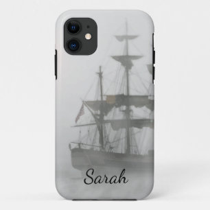 Grey, Gray Fog Pirate Ship Customize With Name iPhone 11 Case