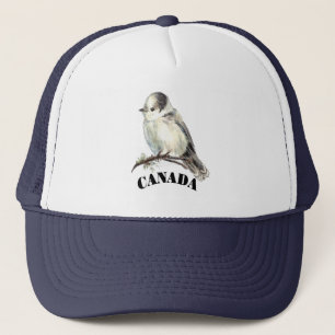 Grey Gray Jay Bird Canada's National Birder  Trucker Hat