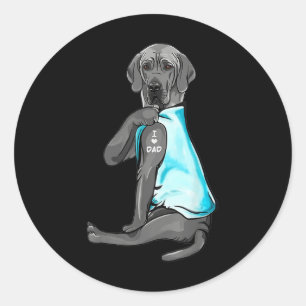 Grey Great Dane Tattoos I Love Dad Sitting Gift Fa Classic Round Sticker
