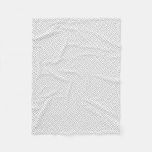 Grey Greek Key Pattern Fleece Blanket