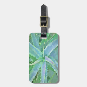 Grey Green Aloe Abstract Painting Luggage Tag