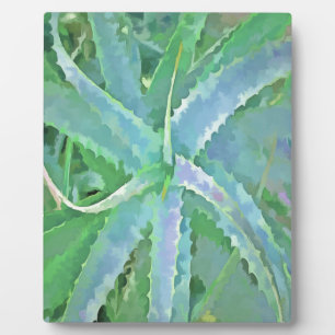 Grey Green Aloe Abstract Painting Plaque