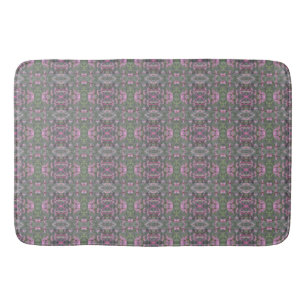 Grey Green and Rose Patterned Bath Mat
