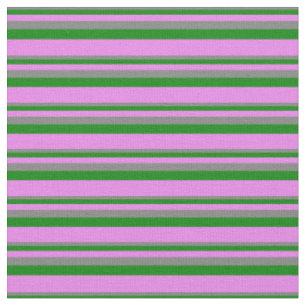 Grey, Green, and Violet Coloured Lines Pattern Fabric