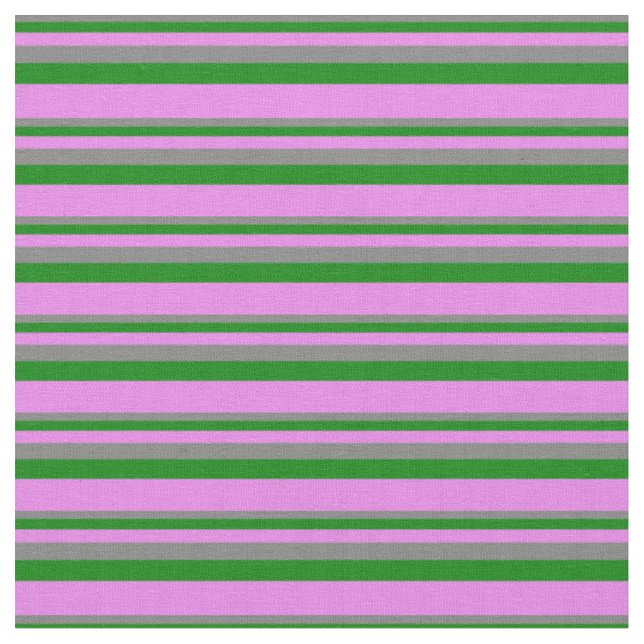 Grey, Green, and Violet Coloured Lines Pattern Fabric (Close Up)
