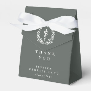 Grey-Green Asclepius Medical Graduation Favor Box