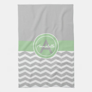 Grey Green Chevron Kitchen Towel