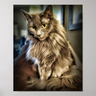 Grey Green Eyed Print, Value Poster Paper (Matte)