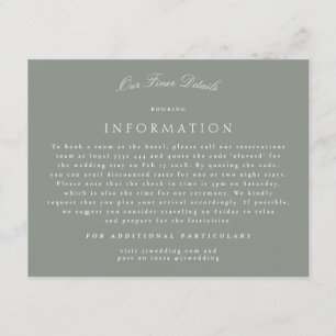 Grey Green Formal Calligraphy Wedding Details Enclosure Card