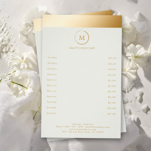 Grey-Green Gold Stripe Monogramm Circle Flyer