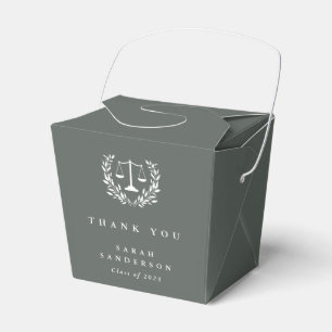Grey-Green Law Scales+Laurel Wreath Graduation Favor Box