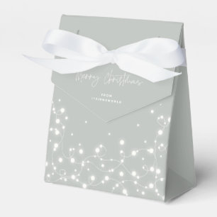 Grey-Green Merry Christmas Sparkling Lights Favor Box