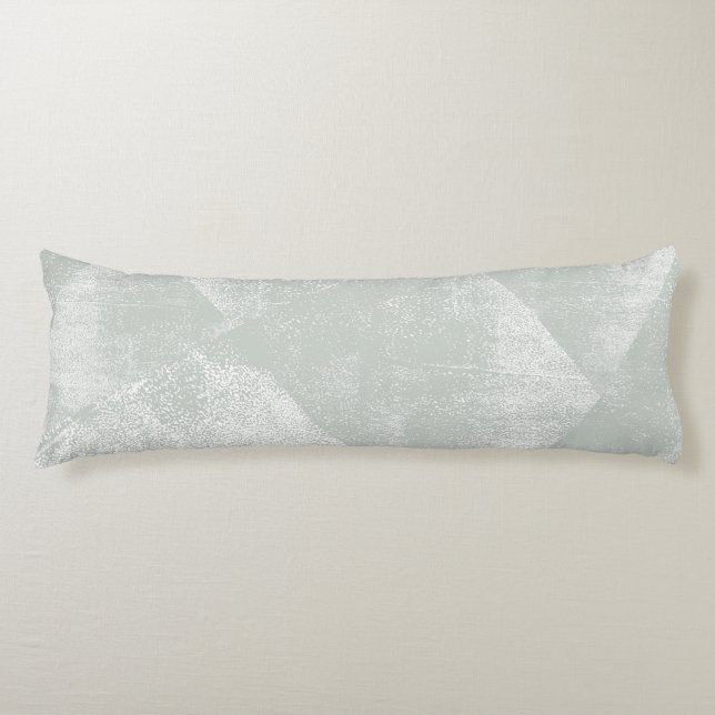 Grey Green Minimal Geometric Ink Texture Body Pillow (Front)