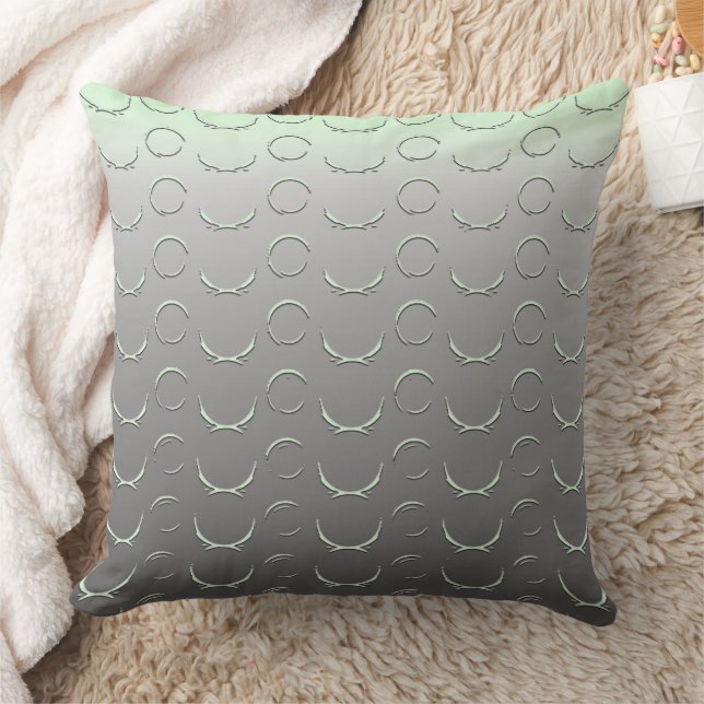 Grey Green Ombre and Partial Circles Throw Pillow (Blanket)