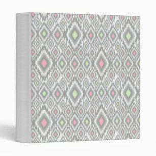 Grey, green, pink rhombuses on a white binder