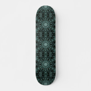 Grey green pointed star geometric stone mosaic  skateboard
