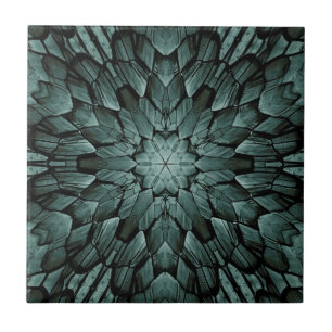 Grey green pointed star geometric stone mosaic tile