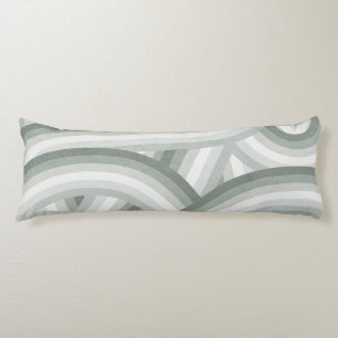 Grey-Green Retro Rainbow Stripes Pattern Body Pillow