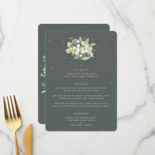 Grey Green Snowberry+Eucalyptus 3 Course Wedding Menu