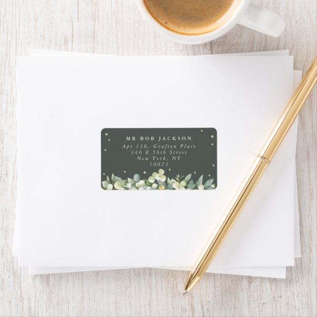 Grey Green Snowberry+Eucalyptus Address Label (Insitu)