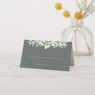 Grey Green Snowberry+Eucalyptus Wedding Place Card