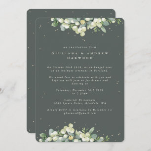 Grey Green Snowberry+Eucalyptus Wedding Reception Invitation