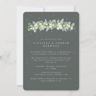 Grey Green Snowberry+Eucalyptus Wedding Reception Invitation