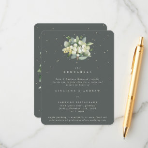 Grey Green Snowberry+Eucalyptus Wedding Rehearsal Enclosure Card