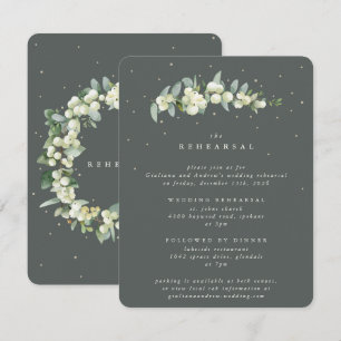 Grey Green Snowberry+Eucalyptus Wedding Rehearsal Enclosure Card