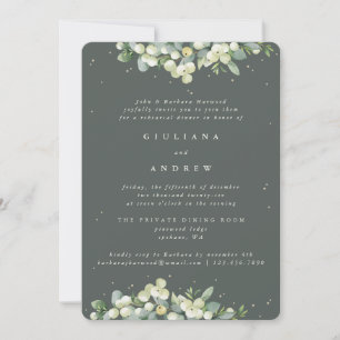 Grey Green Snowberry+Eucalyptus Wedding Rehearsal Invitation