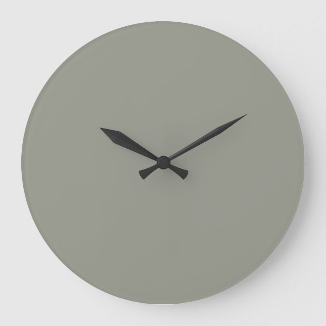Grey Green Solid Colour Evergreen Fog SW 9130 Large Clock (Front)