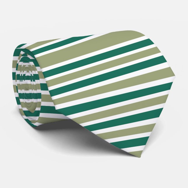 Grey Green Stripes Tie (Rolled)