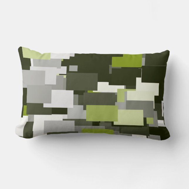 Grey Green Urban Camouflage Lumbar Pillow (Front)
