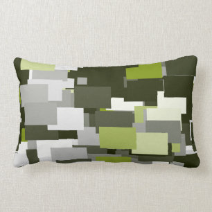 Grey Green Urban Camouflage Lumbar Pillow