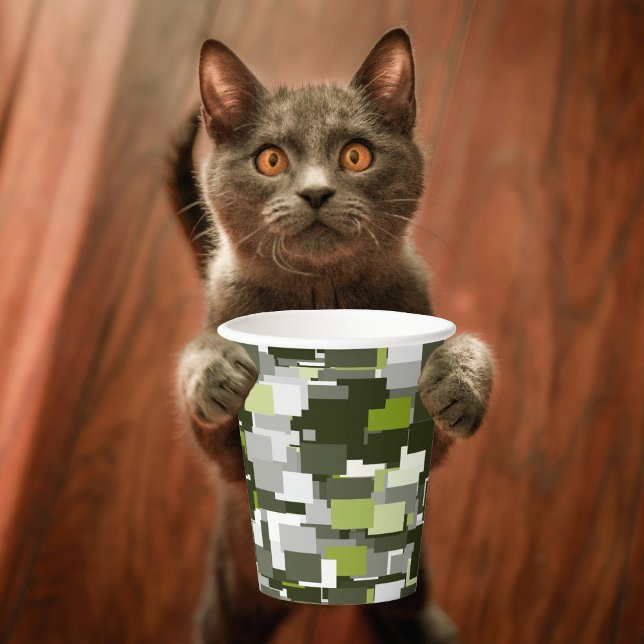 Grey Green Urban Camouflage Paper Cups (Creator Uploaded)