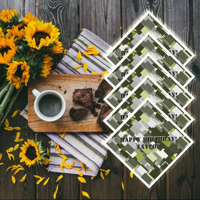 Grey Green Urban Camouflage Paper Napkins (Creator Uploaded)