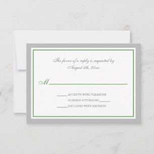 Grey & Green Wedding Reception RSVP Cards