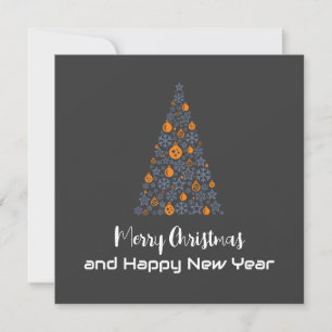 Grey greeting card Merry Christmas Happy New Year
