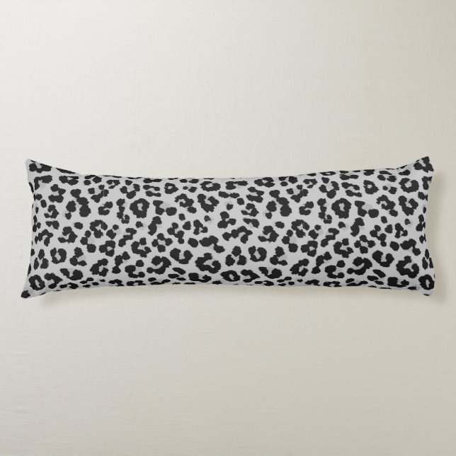Grey Grey Ash Leopard Cheetah Animal Print Pattern Body Pillow (Front)