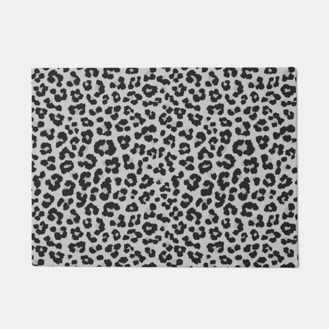Grey Grey Ash Leopard Cheetah Animal Print Pattern Doormat (Front)
